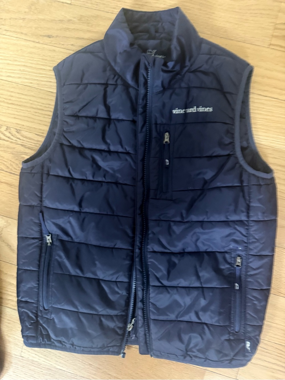 Vineyard Vines Navy Quilted Puffer Vest with Stand Collar